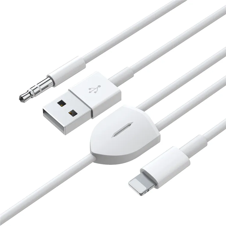 고품질 2 에서 1 USB 충전 및 오디오 분배기 케이블 아이폰 자동차 오디오 및 충전 오디오 케이블 아이폰에 대한 3.5mm