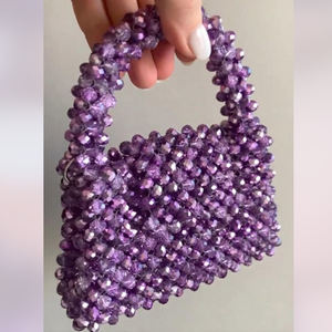 Nuova <span class=keywords><strong>borsa</strong></span> di cristallo <span class=keywords><strong>viola</strong></span> Premium alla moda con perline e Texture borse da sera personalizzate da <span class=keywords><strong>donna</strong></span> di lusso - Product Image 3