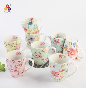 Bán Buôn 13Oz Gốm Sứ Mới Xương Trung Quốc Cốc Cà Phê Bộ Của 4 Với Xử Lý Ly Cho Pha Cà Phê Và Trà Nóng Với Đa-Màu Sắc - Product Image 1