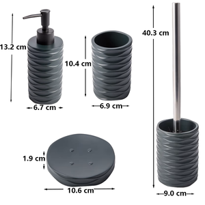 Juego <span class=keywords><strong>de</strong></span> Accesorios <span class=keywords><strong>de</strong></span> Baño <span class=keywords><strong>de</strong></span> Resina Ecológica Clásico <span class=keywords><strong>de</strong></span> 4 Piezas, Personalizado al por Mayor, Jabonera, Dispensador <span class=keywords><strong>de</strong></span> Jabón, Escobilla para Inodoro - Product Image 4