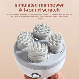 Herramientas de masaje de cabeza para el cuidado de la salud, dispositivo de masaje de Spa inalámbrico portátil de mano para el cuero cabelludo, 4 cabezas de silicona, masajeador de cabeza de pierna y cuello - Product Image 5
