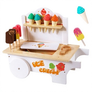 Set Permainan Gerobak Es Krim Kayu Realistis untuk Anak-anak dengan Es Krim dan Es Loli Palsu untuk Anak Perempuan Usia 4-6 Tahun - Product Image 1