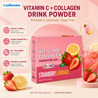 Boisson beauté éclaircissante pour la peau, mélange de vitamine C et de collagène en poudre, saveur fraise, antioxydant, sans sucre, OEM, marque privée