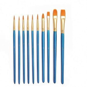 Ensemble de pinceaux d'aquarelle en nylon angulaire à long manche, en bois, personnalisés, de haute qualité, avec 12 embouts et logo OEM - Product Image 1
