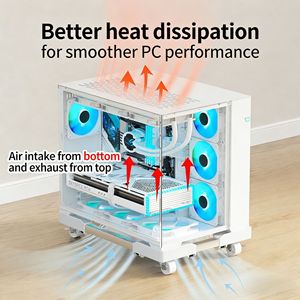 Support d'ordinateur Qin Feng pliable et mobile avec roulettes pivotantes pour rangement de bureau - Product Image 2