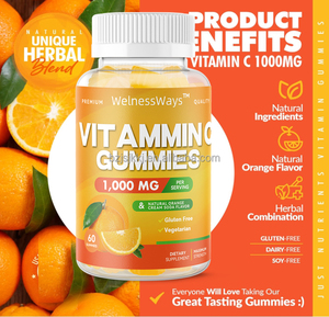 Suppléments vitaminiques WelnessWays Liposomal Vitamin <span class=keywords><strong>c</strong></span> Collagène 1000mg Vitamin <span class=keywords><strong>c</strong></span> Gummies <span class=keywords><strong>pour</strong></span> <span class=keywords><strong>la</strong></span> <span class=keywords><strong>peau</strong></span> - Product Image 4