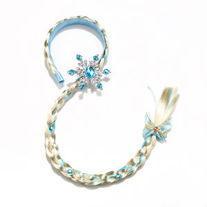 عصابة رأس أميرة للفتيات، تاج إلسا للأطفال، إكسسوارات الهالوين، شعر مستعار طويل على شكل زهور لشخصية رابونزيل، قطن - Product Image 6