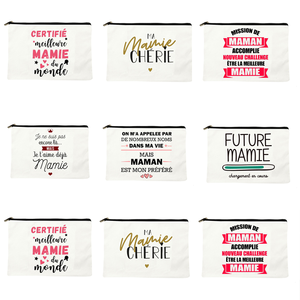 Borsa per il Trucco in Tela con Stampa 'Miglior Nonna <span class=keywords><strong>del</strong></span> <span class=keywords><strong>Mondo</strong></span>', Borse Cosmetiche con Cerniera per Viaggi, Pochette per Annuncio di Gravidanza - Product Image 2