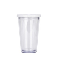 Gobelet réutilisable personnalisé avec logo, 16 oz, pour boissons froides et café, sans BPA, double paroi en plastique, pour thé Boba, avec couvercle et paille