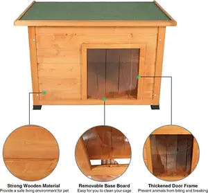 BunnyHi GW003 Dog Accessories Large Log Cabin Natural Wood Dog House Kennel Outdoor Waterproof Wooden Pet House For Dogs