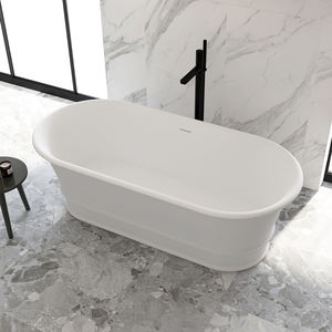 Baignoire autoportante moderne Maydon Design ovale élégant avec surface solide en pierre artificielle pour salle de bain - Product Image 2