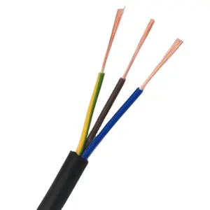 3 Fase Elektrische Draad Zwart 3 Core Flex Ronde Kabel Alle Maat 3 Pin Koperen Pvc Kabel