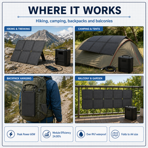 LS-SP60F 60W Faltbares Solarpanel für Wohnmobile, Campingplätze, Schlauchboote, Terrassen, Gartenanlagen und Feldunterstände - Product Image 4