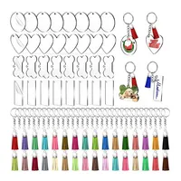 Acrylic Trong Suốt Vòng Tròn Key Chains Rõ Ràng Vòng Acrylic Keychain Trống Tassel Pendant Keyring Cho DIY
