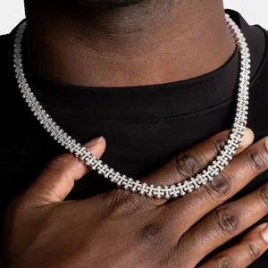 Cadena Única Unisex Personalizada Totalmente Iced Out Diamond Tennis para Moissanite Diamond White Gold y Yellow Gold Material - Product Image 2