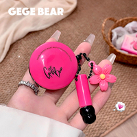 GEGE BEAR Porte-clés Fleur Mignonne Gel à Lèvres Double Effet Hydratant Portable avec Pinceau à Lèvres en Silicone et Miroir pour la Beauté Quotidienne