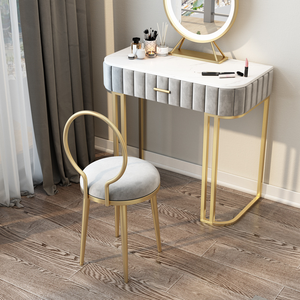 Silla de comedor redonda de metal, silla de tela para sofá, silla de tocador, silla de maquillaje, silla de estudio, silla con pantalla de lámpara simple - Product Image 4