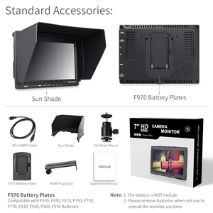 Fw759 7 inch Slim <span class=keywords><strong>DSLR</strong></span> máy ảnh lĩnh vực Màn hình <span class=keywords><strong>HD</strong></span> Video hỗ trợ IPS 1280x800 4K <span class=keywords><strong>HD</strong></span> 1080P AV với dù để che nắng màn hình - Product Image 6