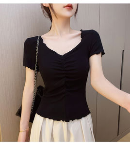 Zzh เสื้อยืดสตรี YF1142สไตล์สั้นเพื่อโชว์ความยาวของขาราคาพิเศษที่ไม่ควรพลาด - Product Image 4