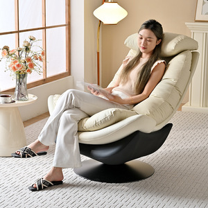 Luxury Single Sofa <b>Chair</b> <b>Swivel</b> Recliner Nordic Style Living Room <b>Chair</b> With Headrest And Lumbar Support - Product Image 1