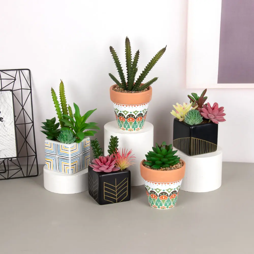 Simulation nordique plantes et fleurs en plastique en pot décoration de la maison décoration de bureau fleur artificielle bonsaï