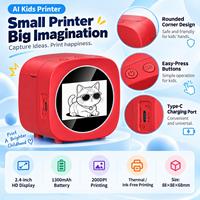 Imprimante thermique instantanée AI pour enfants, mini imprimante, impression sans encre avec indication vocale, 6 styles de dessin, jouet à gribouiller, écran de 2,4 pouces