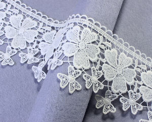 Ucuz gelin dantel Trim elastik Chantilly fransız gipür işlemeli beyaz Polyester elbise için pamuk nakış dantel Trim - Product Image 2