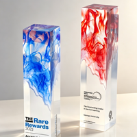 Trophée en cristal personnalisé avec gravure artistique fluide et inscription personnalisée pour la reconnaissance des réalisations modernes