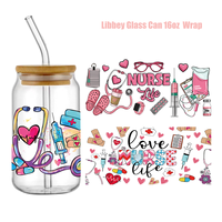 Nouvelles enveloppes UV DTF Nurse Life prêtes à l'emploi pour impression par transfert sur gobelets médicaux UV 16oz, design imprimé pour verres Libbey, personnalisables