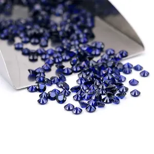 500pcs/包批发价格小尺寸宽松尖晶石宝石宝石114 # 蓝色蓝宝石圆形切割合成尖晶石