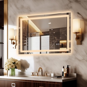 Ul được liệt kê hình chữ nhật chống sương mù thay đổi độ sáng chức năng bộ nhớ Tempered Glass <span class=keywords><strong>led</strong></span> phòng tắm tường Vanity gương Backlit phía trước thắp sáng đèn - Product Image 1