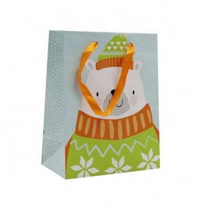 Sac en papier promotionnel personnalisé avec logo et poignée en ruban, très demandé - Product Image 1