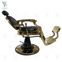 Mobilier de salon de coiffure chaise de barbier inclinable de luxe équipement de salon base en or chaises de barbier hydrauliques rétro pour coiffeur