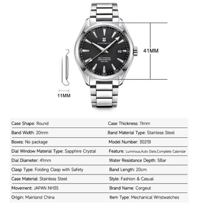 Corgeut 41mm Luxury MIYOTA 8215 Movt Man Sport Clock Automatic Relogio Masculino Mechanical Wristwatch - Product Image 3