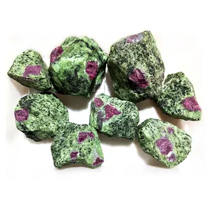Wholesale Natural ruby epidote gemstone raw ruby in zoisite stone rough ruby zoisite stone block for decoration