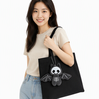 Porte-clés peluche chauve-souris Halloween, breloque de sac visage squelette, pendentif suspendu en peluche douce