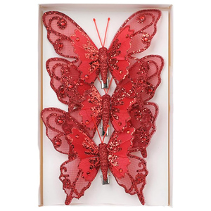 Ornements de Noël en plastique multicolores scintillants en forme de papillon 2026 - Product Image 1
