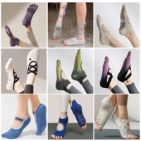Kaos Kaki Pilates Custom Grosir Label Pribadi OEM dengan Logo, Kaos Kaki Pilates Longgar Setinggi Paha, Kaos Kaki Pilates Anti Selip, Pabrik Kaos Kaki Pilates