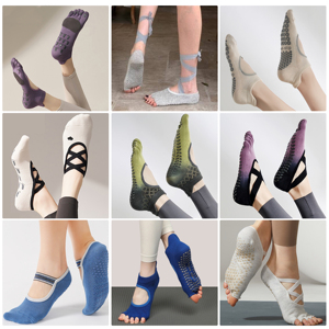 Chaussettes de Pilates personnalisées en gros avec logo, marque privée OEM, montantes jusqu'aux cuisses, à maintien souple, fabriquées en usine - Product Image 5