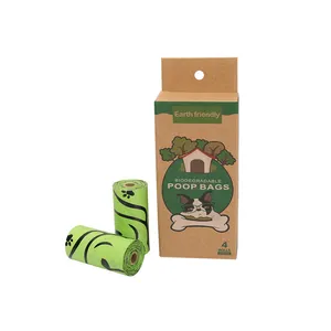 Pet Poop Abfall entsorgungs beutel Biologisch abbaubarer kompost ierbarer abbaubarer Hundekot Poo Pop Bag Maisstärke Poop Bag für Hund Custom Label