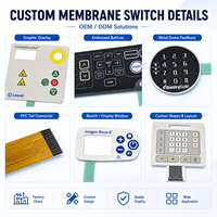 Teclado de Membrana de Silicona con Recubrimiento Gráfico OEM/ODM, Interruptor de Membrana Adhesivo 3-M con Certificación ISO9001/CE/RoHS Personalizado