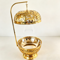 Plat de service de luxe 8L doré ajouré en acier inoxydable avec couvercle suspendu pour buffet, réchaud alimentaire pour mariages, banquets et fournitures hôtelières