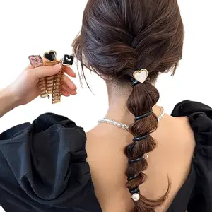 Điện thoại thẳng xoắn ốc tóc quan hệ nhựa xoắn ốc scrunchie tóc ban nhạc đàn hồi dây điện thoại quan hệ ponytail Tóc Dây mũ nón