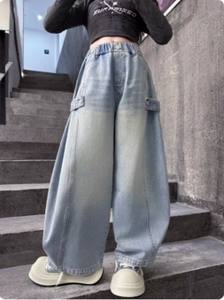 Jeans a gamba larga a vita alta da <span class=keywords><strong>donna</strong></span>, blu chiaro, modello curvo, stile Y2K, vintage, baggy, collezione Primavera 2026 - Product Image 3