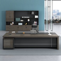 Scrivania Direzionale Moderna in Legno, Tavolo da Ufficio di Lusso a L per CEO