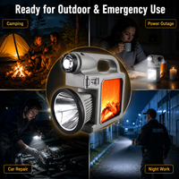 Lanterne de camping à flamme simulée W5160A, projecteur solaire LED, charge rapide Type-C, sortie USB rechargeable, 1700 lumens, 6000 mAh