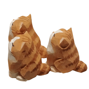 Exquisite Little Orange Cat Wood Carving Hand Gadget Lacquerware for Display or Home Decor