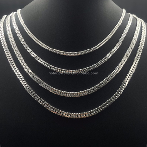 Moda erkek gümüş güzel takı rodyum kaplama 5mm 925 ayar gümüş düz Miami küba Link zinciri kolye - Product Image 1