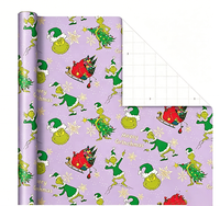Papier d'emballage de Noël personnalisé violet clair avec motif de dessin animé, flocons de neige, traîneau, sapin de Noël, sac cadeau imprimé, emballage cadeau de Noël
