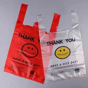 Wholesale Waterproof Cheap Price Transparent Packaging Plastic Bag with Handle Hot Sale Food Plastic Bag Large Shopping Bags